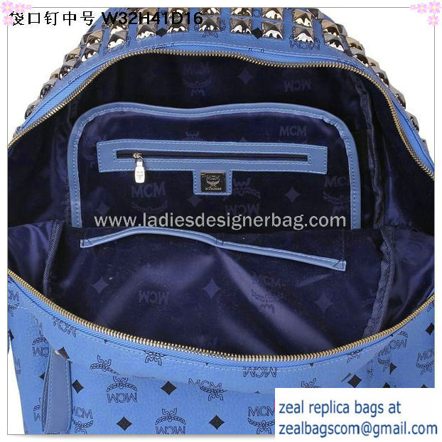 High Quality Replica Hot Sale MCM Medium Top Studs Backpack MC4232 Blue